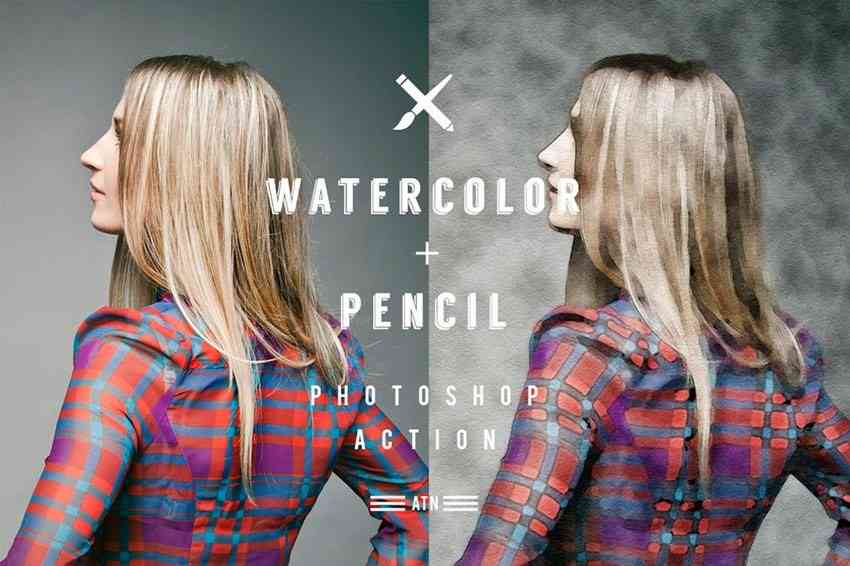 Hành động màu nước và bút chì cho Photoshop