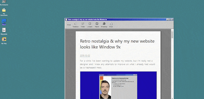 Ash.ms Website Design theo phong cách Windows 98 xu hướng 2021