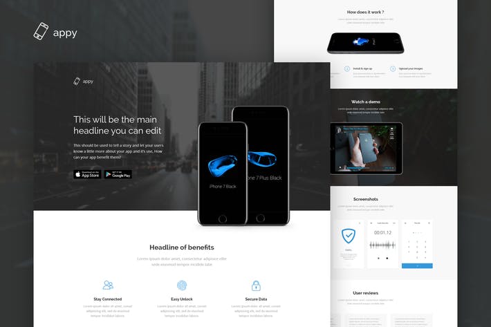 100pic appy app landing page html template A6D3G8 KNkhuXID 08 15