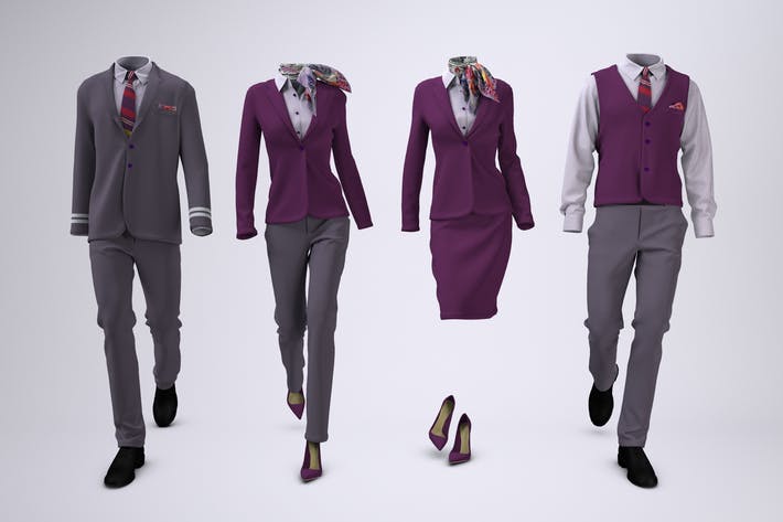 100pic-airline-cabin-crew-or-hotel-uniforms-mock-up-W8QSRG4