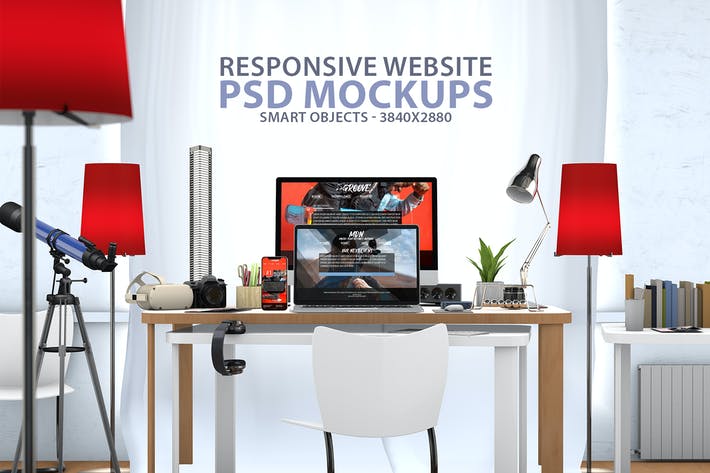 100pic responsive website psd mock up desk NLHPVJK