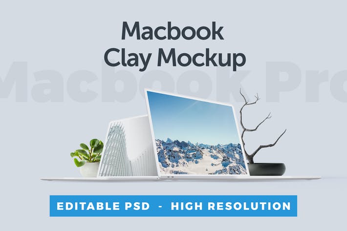 100pic macbook clay mockup JWERDLK